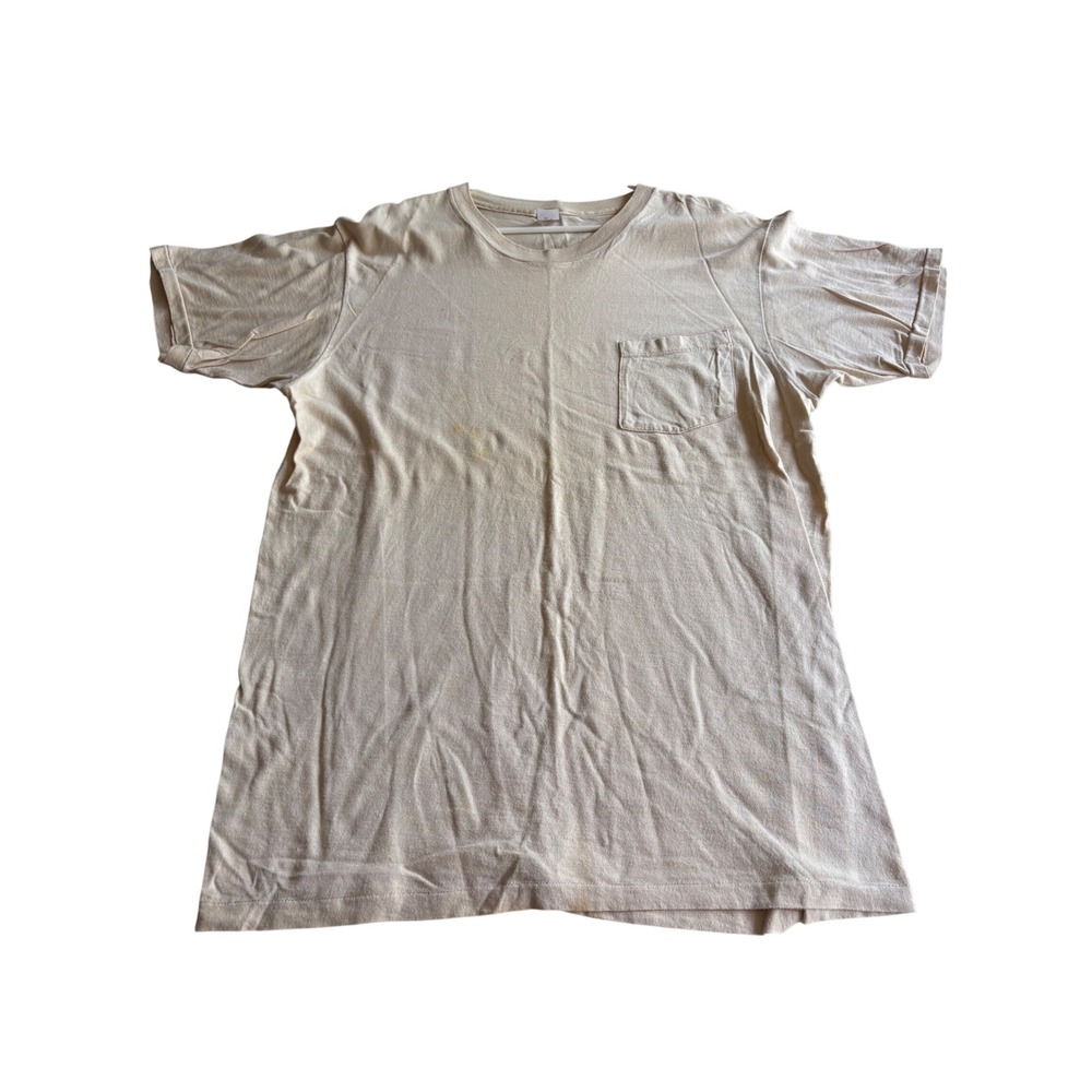 Vintage Hanes Pocket T-Shirt Mens L‎ Tan Beige Cotton Blank Tee